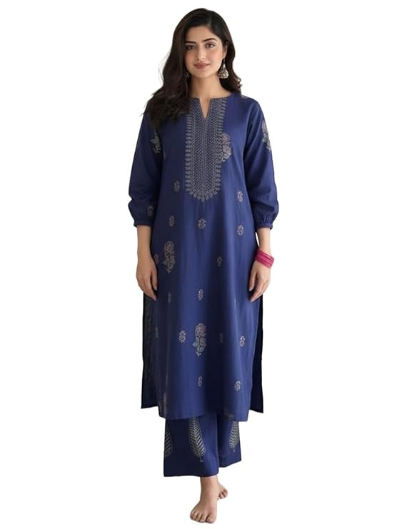 ANNI DESIGNER Women’s Rayon Viscose Straight Printed Kurta with Palazzo | Women Kurta Set | Ethnic Wear for Women | Daily Office Casual Traditional Outfit