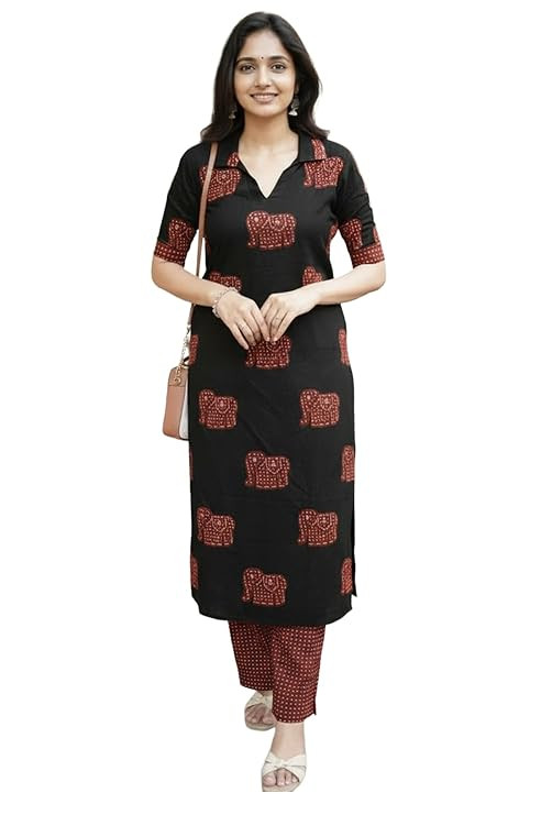 ANNI Designer Women's Rayon Viscose Printed Kurta Pant Set | Collar Neck Straight Ethnic Suit for Casual, Daily, and Office Wear