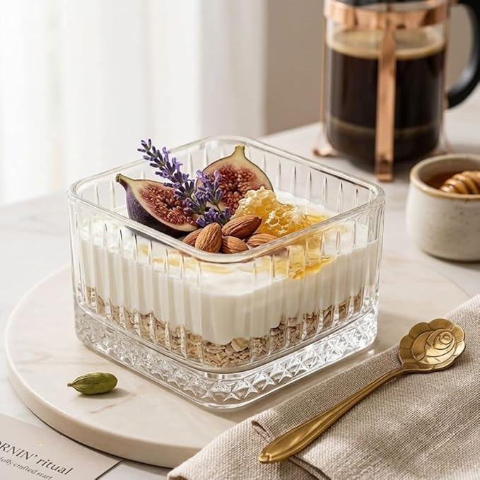 PrimeWorld Glass Bowl Set of 6 – 5 Inch | Premium Clear Serving Bowls for Dessert, Snacks, Ice Cream, Salads & More | Elegant Glass Tableware for Kitchen & Dining