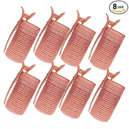 TEMPERIA (8 pcs) Heatless Hair Curler Roller with Clips for Women - Premium Velcro Rollers for Curling Hair - Lightweight and Portable No Heat Hair Curl Tools (Random Colors)