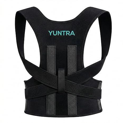 YUNTRA Posture corrector belt for men and women Posture corrector belt | Universal Fit | Back Brace | Posture Belt for Men & Women Adjustable Upper Back & Waist Support Brace Breathable, Comfortable | Black