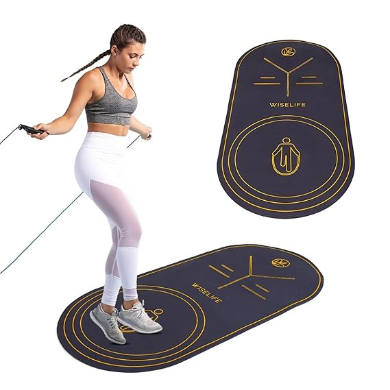WiseLife Skipping Mat for Men Women Kids, Non-Slip Dual Grip Jump Rope Mat, Shock Absorption & Sound Insulation Exercise Mat for Home Gym Fitness & Outdoor Workouts, Durable Lightweight, Navy Blue