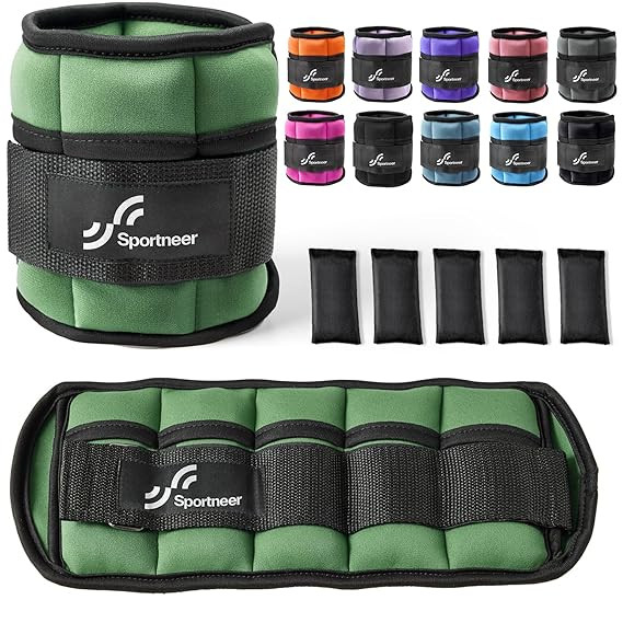 Sportneer Adjustable Ankle Weights 1 Pair 2 4 6 8 10 Lbs Leg Weight Straps for Women Men, Weighted Ankle Weights Set for Gym, Fitness, Workout, Walking, Jogging,1-5 lbs Each, 2 Pack 2-10 lbs