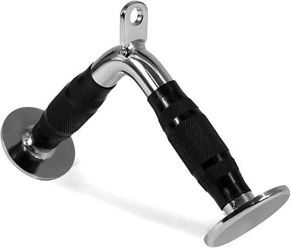 Yes4All LAT Cable Attachment, Tricep Press Down Bar with Diamond Knurl Handle, Support up to 880 lbs (Rubber - V Shaped Bar)