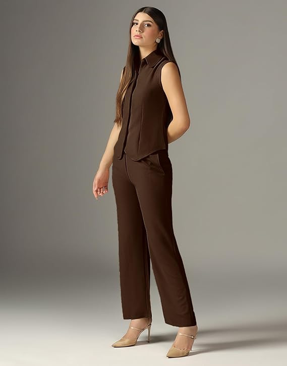 Selvia Women's Tops and Trouser Co ord Set| A-Line Ankle Length Lycra Dress for Woman Stylish