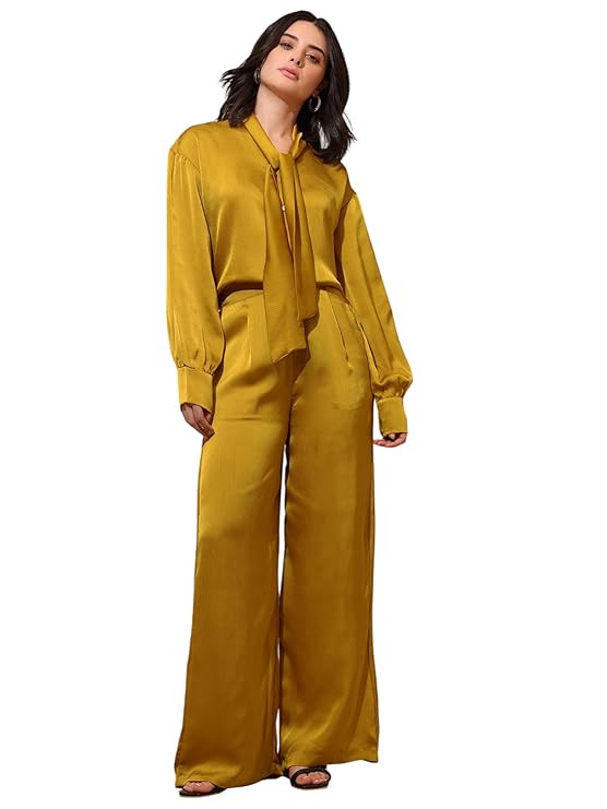 PURVAJA Women’s Midi Satin Co-Ords