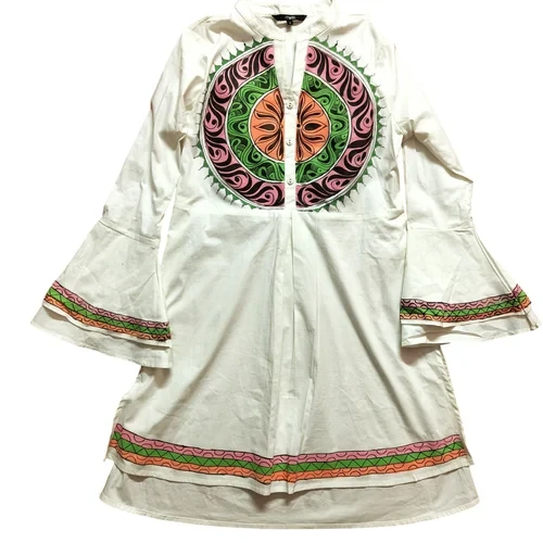 White Hand Painted Cotton Ladies Kurtis