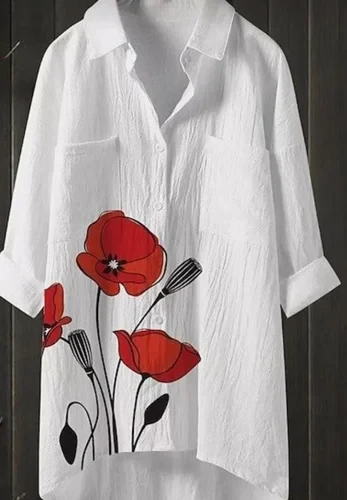 White Hand Painted Georgette Ladies Kurtis