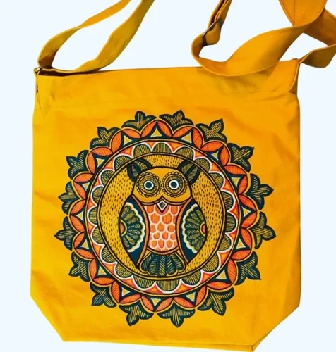 Yellow Hand Painted Cotton Tote Bags
