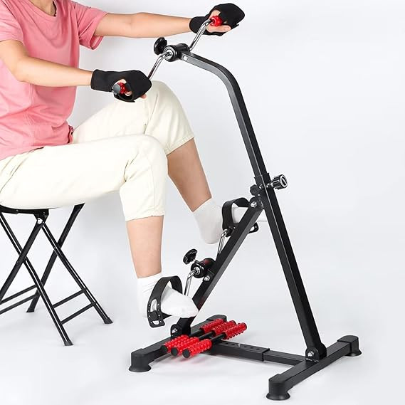 Strength Fitness Master Gym Mini Exercise Bike Portable Home Pedal Exerciser Home Gym Fitness Leg Arm Cardio Training For Pregnant Women, Elderly, Disabled, Men, Physio Bike,Black