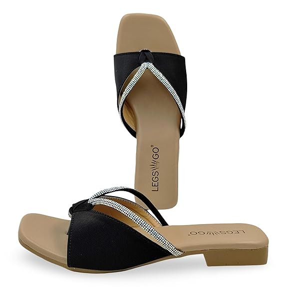 Women's Lavender Flat Sandals with Crystal Strap | Comfortable Slip-On for Casual & Occasional Wear