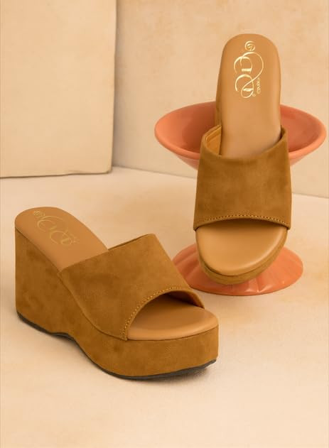 Women’s Platform Wedge Heels | Open Toe Slip-On Suede Sandal | Comfortable Lightweight Summer Slide for Casual, Party & Travel 5009-5117-5126-5128