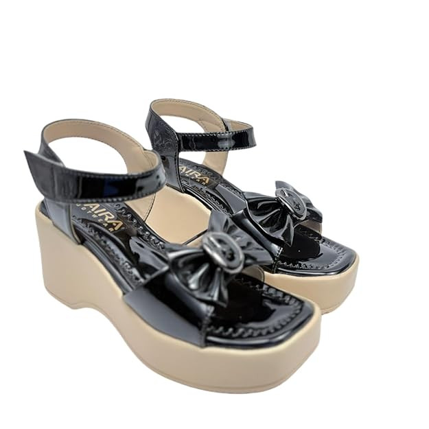 Stylish Synthetic Girls Sandals | Ankle Strap Wedge Heel with Bow Design | Comfortable & Secure Fit | Elegant Footwear for Kids