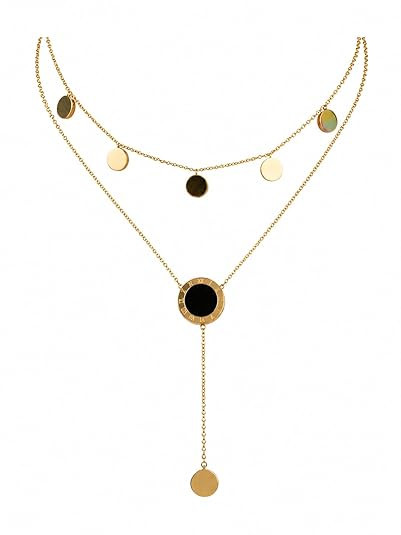 Double Layer Pendant Necklace with Coin Charms | Anti Tarnish Elegant Chain
