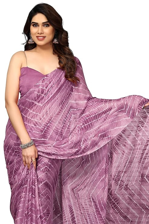 MIRCHI FASHION Saree for Woman Chiffon Shibori Printed | Lightweight Regular Use and Professional Office Sari with Blouse Piece