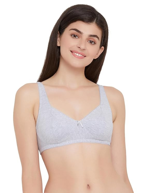 Clovia Women's Cotton Spandex Solid Non-Padded Full Cup Wire Free Everyday Bra - Light Grey