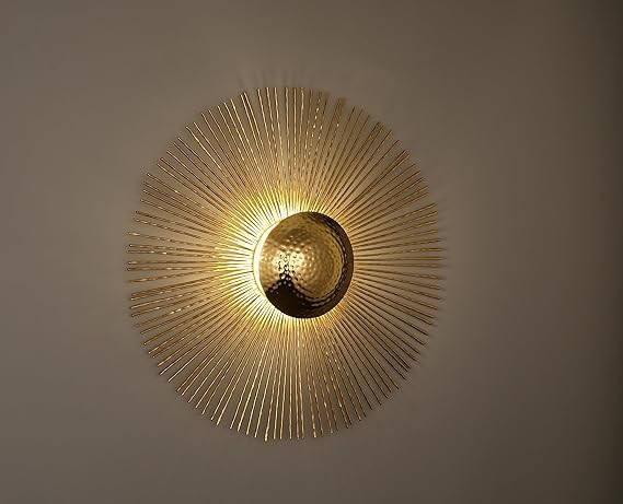 Rust & Shine Lamp for Living Room Decoration - Gold Finish | Modern Wall Light for Living Room & Bedroom Decor | Sturdy Iron Construction | Aesthetic Night Lamp for Bedroom Wall & Home Lightings