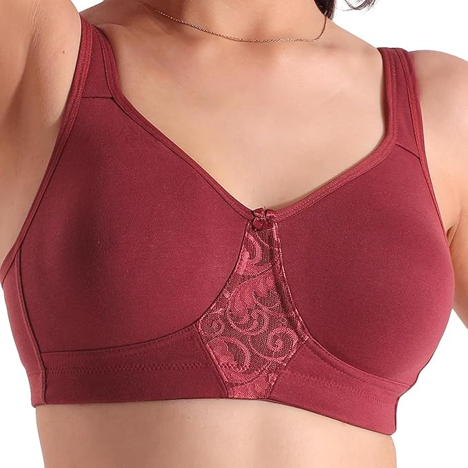 Kalyani Chase Double Layered Cups Center Lace Full Coverage Seamless Bra