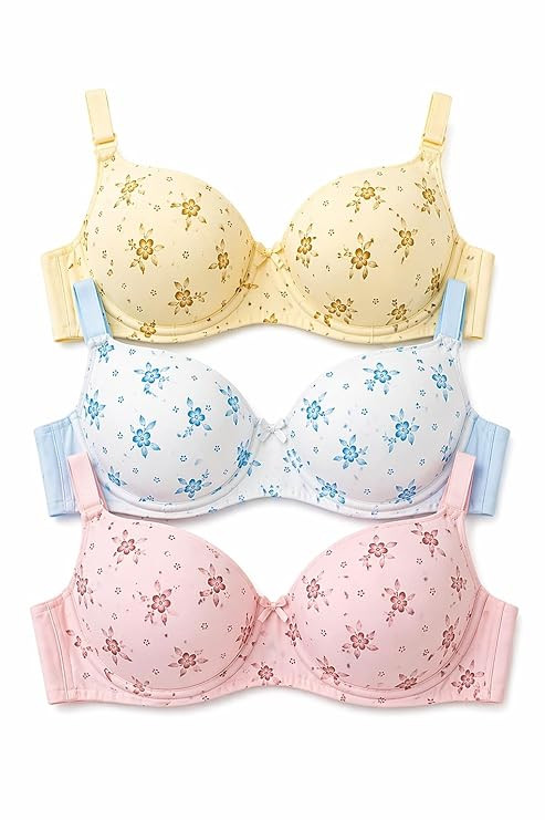 Women’s Padded Non-Wired Full Coverage Bra Polycotton Everyday Bra for Comfort & Support(Pack of 3)