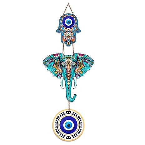 Artvibes Designer Elephant Wooden Wall Hanging For Luck Properity For Home Decoration | Livingroom | Spiritual Decor Items | Wall Illustrations | Ethnic Wall Decor | Wall Art Print (WH_8506N)