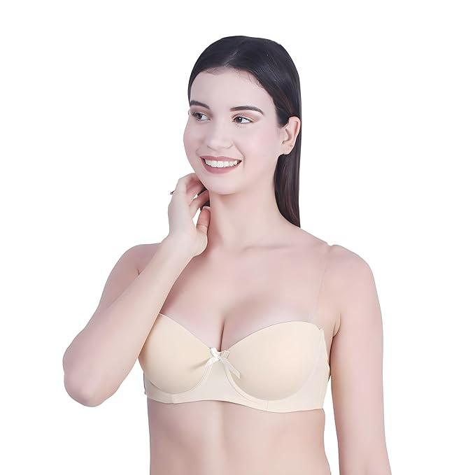 ATOX Backless Strapless Bra with Clear Back and Halter Straps Ideal for Backless Bridal and Off-Shoulder Dresses