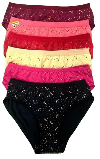 Pack of 6 Women's Cotton Hipster Innerwear Floral Printed Panties Assorted Briefs with Elastic Inner Wear Multicolor