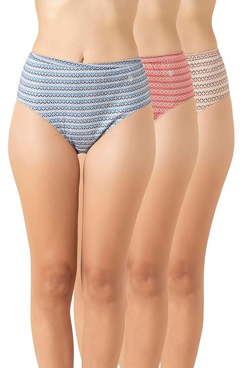 Van Heusen Women’s 100% Cotton Hipster Panty – Pack of 3 | Everyday Panty | Anti‑Bacterial Tech | Keeps you dry and Fresh | Sweat Absorbent | Inner Elastic | No‑Marks Waistband | Printed | (Assorted Elevated prints) Style 11102