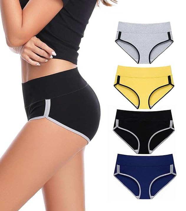 DIVING DEEP Cotton Underwear for Women, Hipster Briefs Panties for Women, Womens High Waist Cotton Underwear, Women's Panties - (Pack of 4)