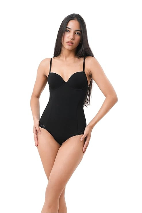 Premium Lingerie Bodysuit Shapewear, Deep V-Neck Bodysuit with Built-In Bra for Women, Tummy Control Body Shaper, All-Day Comfort, Seamless Sculpting Fit with Floral Lace Back Design