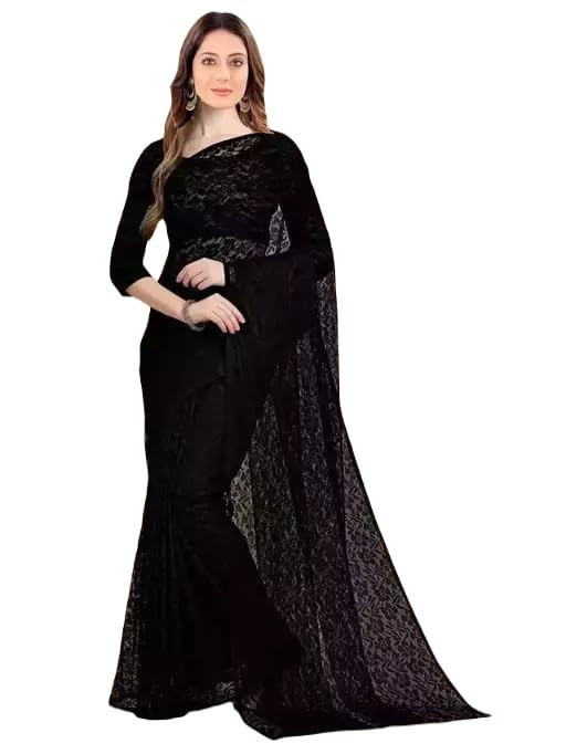 Vragi Net Saree for Women saree net Russell Black_P