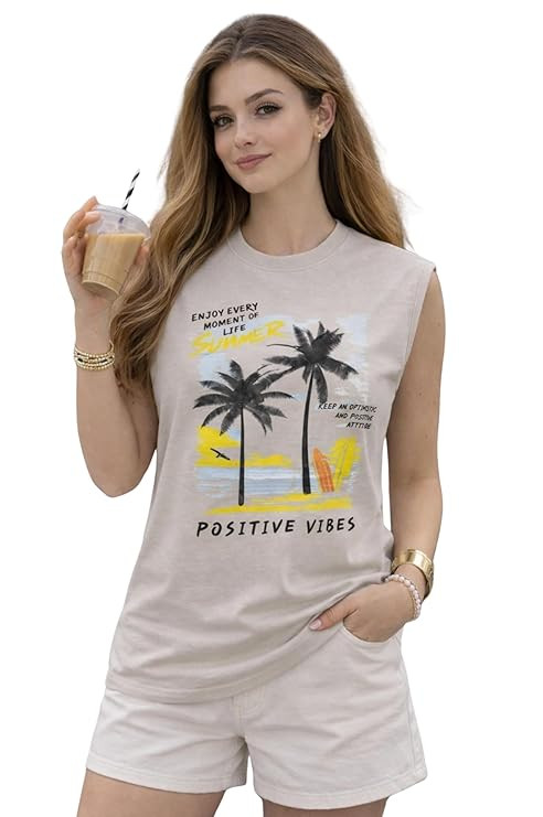 Mack Jonney Women’s Printed Cotton Sleeveless Vest | Round Neckt-Shirt| Casual Gym Tank Top-M.J8299