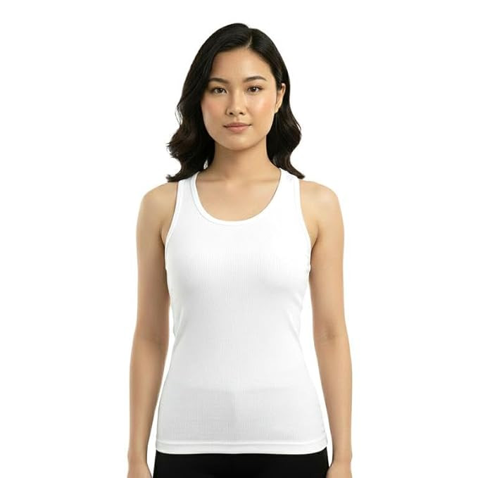 BOLD & BEAUTY Women Cotton Blend Ribbed Tank Top with U-Neck | Sleeveless Stretchable Soft Breathable Solid Casual Wear Top for Daily Use, Gym, Yoga & Layering