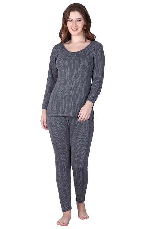 Women Thermal Innerwear Set | Winter Warm Top & Bottom Combo | Full Sleeves Cotton Blend Thermal Suit for Women | Soft, Stretchable, Lightweight Innerwear for Cold Weather