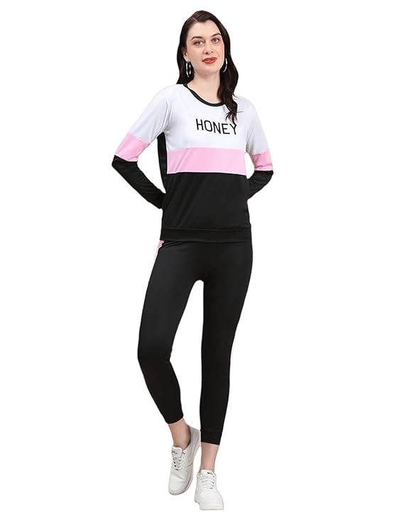 Sirgo Women Tracksuit Set, Colour Block Top & Track Pants, Full Sleeves, Lounge Wear Co-Ord Set for Gym, Jogging, Fitness, Sirgo_TS-1015