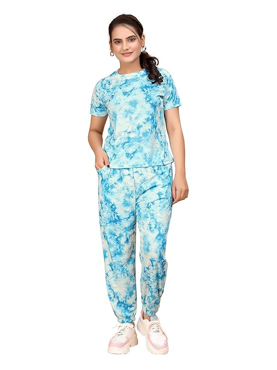 Women's Ankle-Length Track Suit Set - Polyester with Comic Graphic Print, Pockets & Elastic Waist