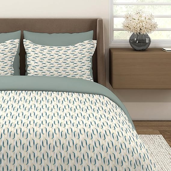 Layers Home Easy 100% Cotton Bedsheet Set for All Seasons - Lightweight, Moisture Absorbent, Machine Washable & Easy to Care - Gift for Housewarming & More - 144 TC - Queen Size (Blue Home Easy)