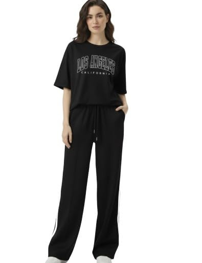 Women Co-ord Set for Girls | Stylish Two Piece Dress with Oversize Tshirt & High Waist Jogger|Trendy Cotton Blend Track suit Set for Women | Casual,Travel & Lounge Wear Outfits