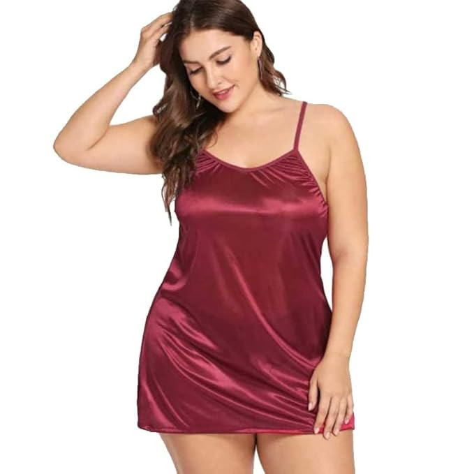 Women's Nightgown Adjustable Spaghetti Strap Nightdress Lace Chemise Night Dress Solid Sleepwear Slip