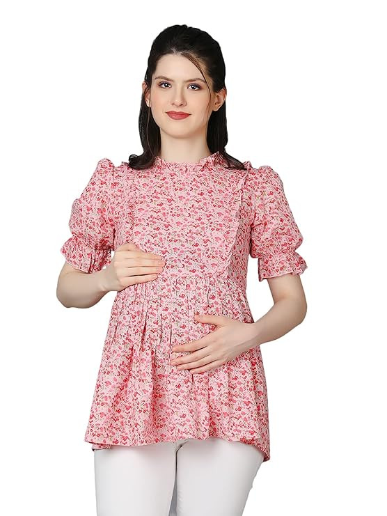 ZUVINO Cotton Feeding Tops for Mothers with Zip || Maternity Tops for Nursing || Feeding Tops for Jeans || Short Maternity Kurti || Stylish Pregnancy Wear.