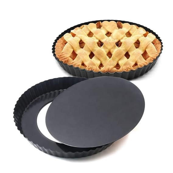 Non-Stick Tart Molds Pie Pizza Cake Round Mould Removable Loose Bottom Fluted Heavy Duty Pie Cake Tray for Baking, 9 inch
