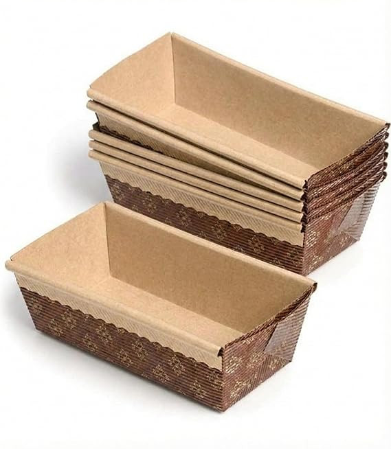 Paper Bake & Serve Loaf Cake Mould 250–300gm | Disposable Rectangular Baking Mould | Oven Safe & Greaseproof Tray for Tea Cake & Plum Cake (Pack of 10)