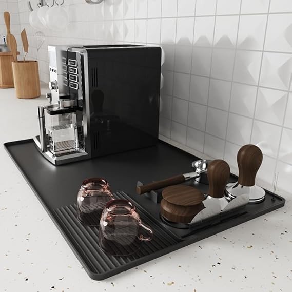 MTRoyaldia Coffee Maker Mat for Kitchen Counter with Tamping Mat, 40x60cm Silicone Coffee Bar Pad, Anti-Slip, Heat Resistant Pad for Espresso Machines, Dinner Plates, Ice Cream Machines
