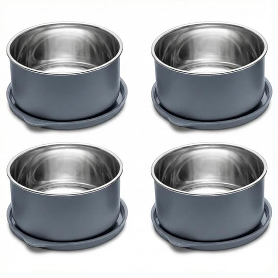 Allo Microwave Safe Stainless Steel Container, AirTight Tiffin & Leak Proof Lunch Boxes Storage Containers with Lids for Kitchen, Office, School, Set of 4, 320ml, Grey Visit the Allo Store
