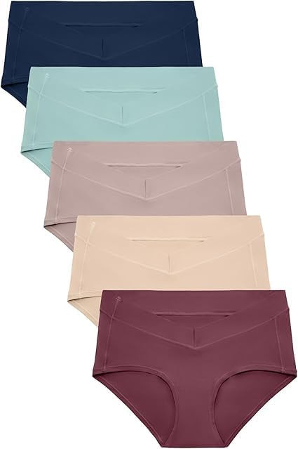 SHAPERX Women's Maternity Modern Brief Panties Underwear for Maternity Pack of 5