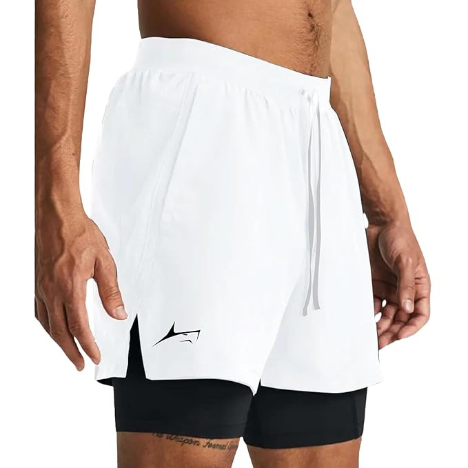 PROSHARX 2 in 1 Active Dual Shorts with Inner Tights Layer | Men's Double Layer Short for Running, Gym & Sports