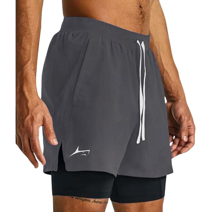 PROSHARX 2 in 1 Active Dual Shorts for men: outer shorts + inner compression tights layer. Quick-dry, anti-chafe & lightweight. Double layer shorts for running, gym & sports.