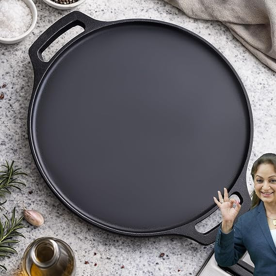 PANCA Pre-Seasoned Cast Iron Dosa Tawa 30 cm | Heavy Roti/Chapati Tawa for Gas & Induction | Chemical-Free, Naturally Non-Stick Pan (Cast Iron Tawa)