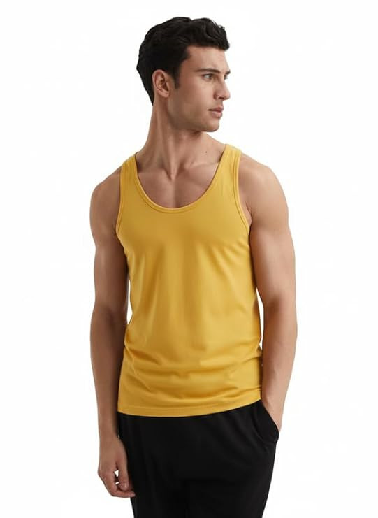 Moirai Premium 100% Cotton Vest for Men Sweat Absorbent Round Neck Slim Fit Undershirt Innerwear Men Tank Top Gym Vest Baniyan