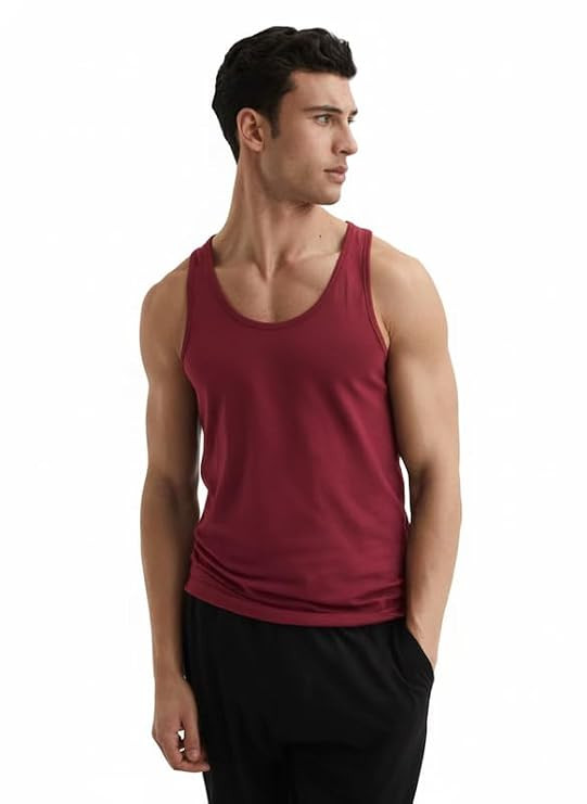 Moirai Premium 100% Cotton Vest for Men Sweat Absorbent Round Neck Slim Fit Undershirt Innerwear Men Tank Top Gym Vest Baniyan