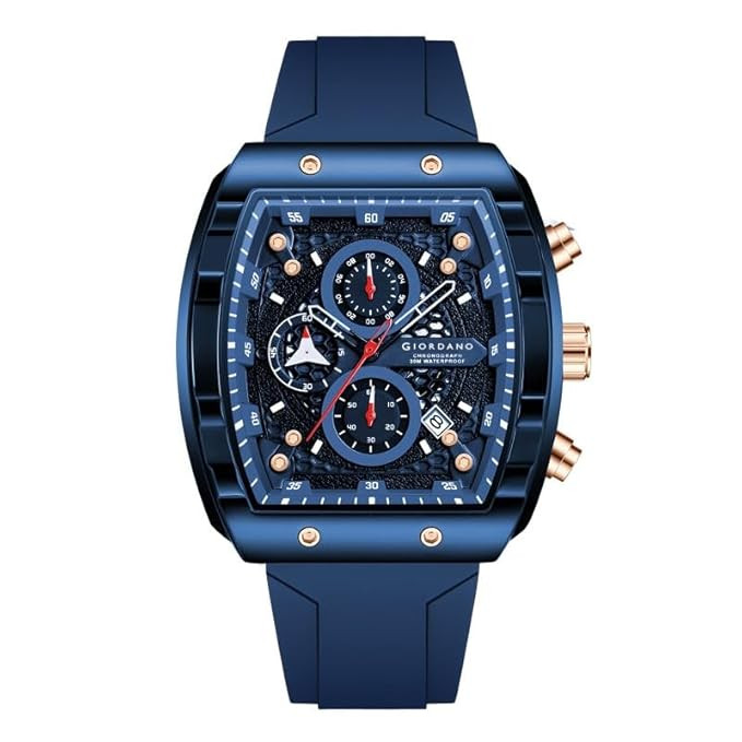 Square Dial Multifuncational Watch for Men with Stylish Design, Waterproof, Date Display & Silicone Strap
